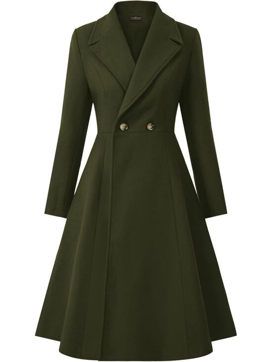 Jackets & Blazers - Chic Women's Double Breasted Pea Coat | A-Line Long Winter Trench with Pockets